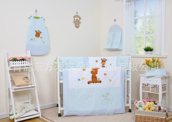 哈尼寶貝兒童家紡五件套藍