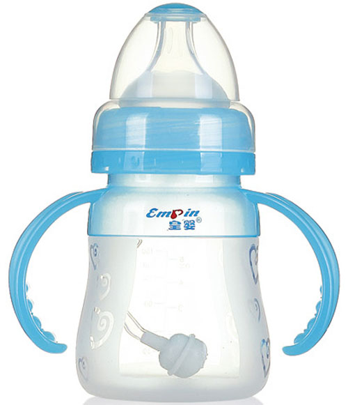 皇嬰寬口硅膠自動奶瓶150ml藍色