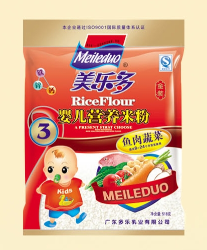 美多樂袋裝魚肉蔬菜嬰兒營養(yǎng)米粉3段