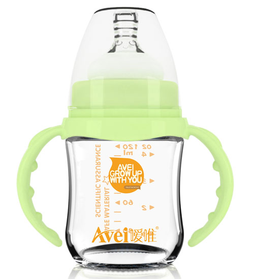 噯唯金鉆寶寬口帶柄自動(dòng)抗摔玻璃奶瓶(120ml)