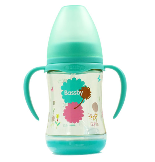 貝斯比寬口弧形PPSU感溫自動奶瓶180ml綠色