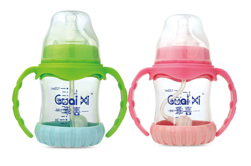 乖喜寬口徑高硼硅帶底座感溫有耳自動奶瓶120ML G2039