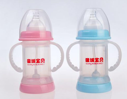 童妮寶貝帶手柄自動(dòng)晶鉆玻璃奶瓶