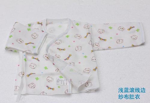 KUNKUN嬰兒紗布肚衣淺藍滾線邊