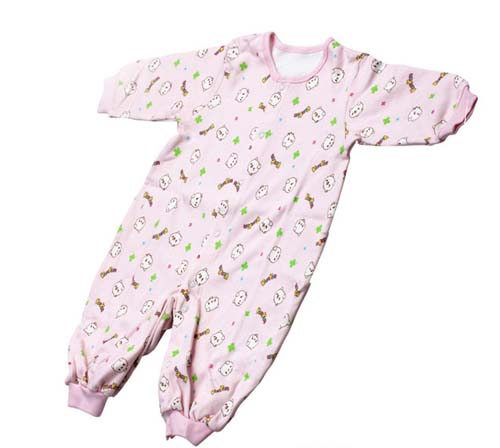 KUNKUN嬰兒棉布長袖兩用兔裝粉紅色