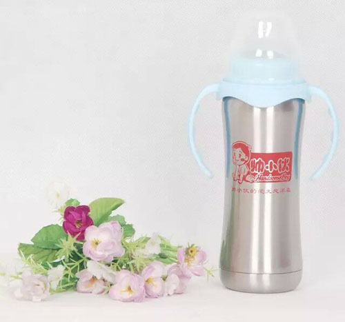 帥小伙不銹鋼保溫奶瓶220ml藍色