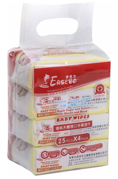 壹壹寶糖楓木糖醇yinge口手濕巾25片4連包