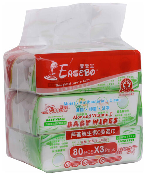 壹壹寶蘆薈維生素C柔濕巾80片裝3連包