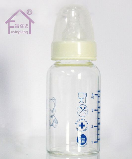 富嬰坊高硼硅標(biāo)口120mL玻璃奶瓶黃色