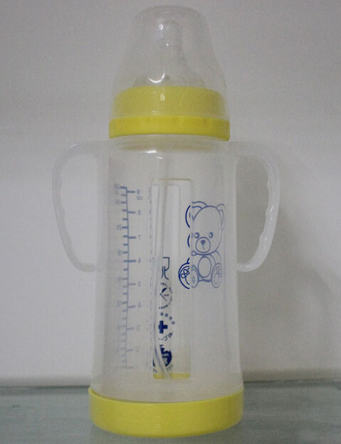 富嬰坊帶手柄寬口徑高硼硅玻璃奶瓶240ML