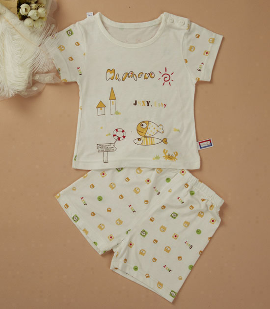 金色小魚(yú)麻塞爾纖維單面小魚(yú)短袖肩開(kāi)套