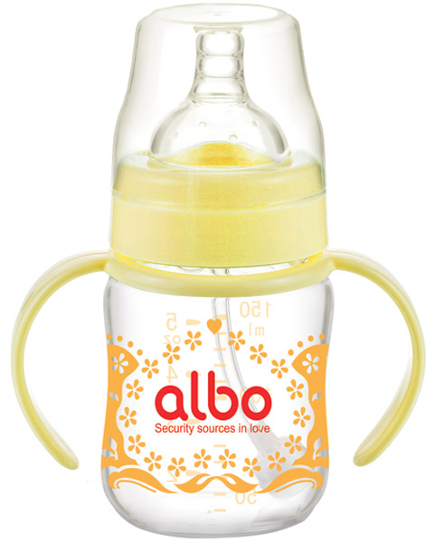 愛樂寶150ml自動(dòng)晶鉆玻璃奶瓶黃