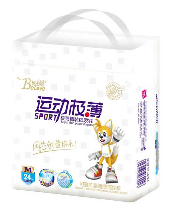 貝+愛運動絲薄紙尿褲M-24片