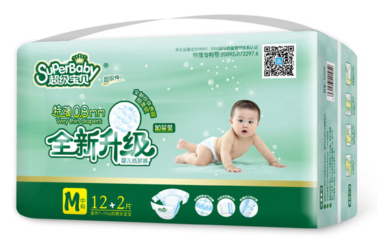 超級寶貝特薄0.8MM全新升級嬰兒紙尿褲M12+2片
