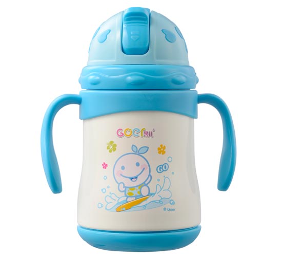 果兒260ML抽真空保溫吸管杯藍色