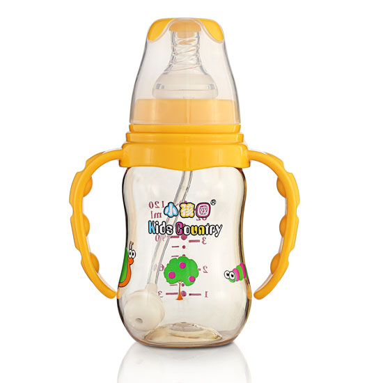 小孩國初生標(biāo)口弧形自動PPSU安全奶瓶120ML黃色