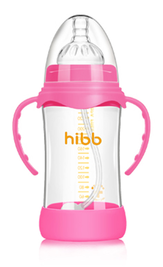 浩一貝貝防摔自動(dòng)玻璃奶瓶紅色240ml