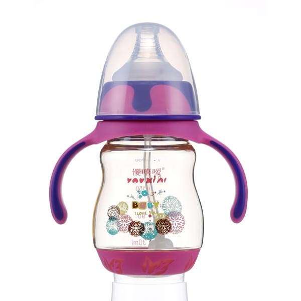 優(yōu)嘻噯PPSU有柄自動感溫奶瓶200ml紫色