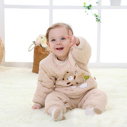 蓓琪兔嬰兒服飾2015秋冬新品絎棉系列肩扣套裝0