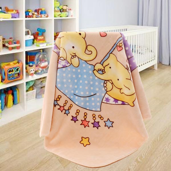 亞奧超柔云毯小象米色