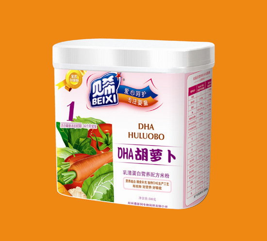 貝希乳清蛋白營(yíng)養(yǎng)米粉桶裝-DHA胡蘿卜配方