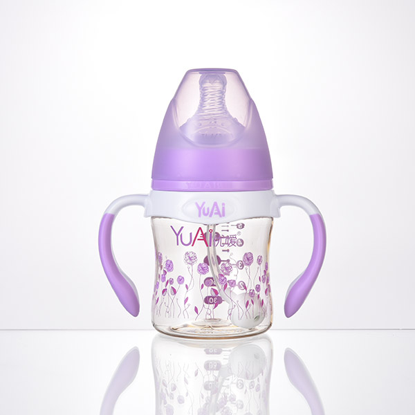 優(yōu)噯5安寬口弧型手柄自動吸管PPSU奶瓶(150ml)