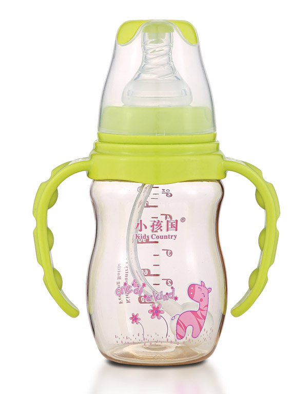 小孩國初生標(biāo)口弧形自動PPSU奶瓶 綠色150ML