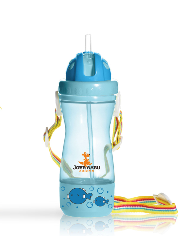 小袋鼠巴布多功能零食盒水壺400ml藍色