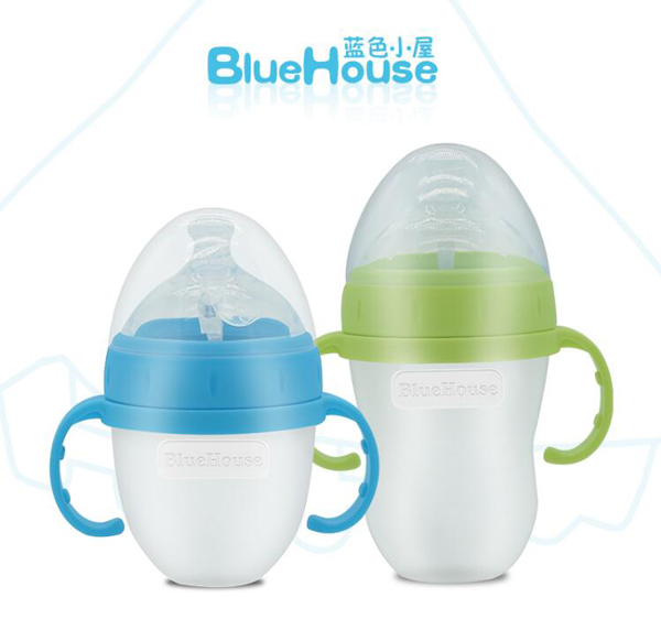 藍(lán)色小屋廣口硅膠奶瓶