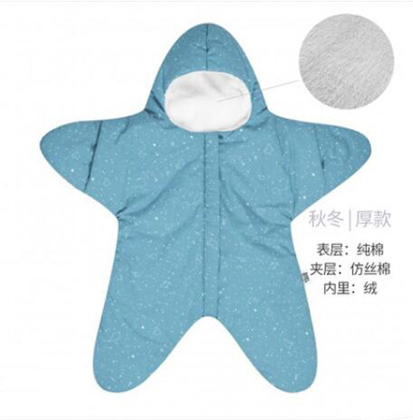 西班牙baby bites 嬰兒小海星睡袋 藍綠色秋冬厚款