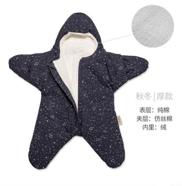 西班牙baby bites 嬰兒小海星睡袋 海軍藍秋冬厚款