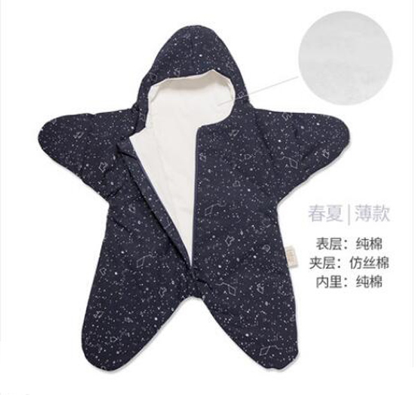 西班牙baby bites 嬰兒小海星睡袋 海軍藍春夏薄款