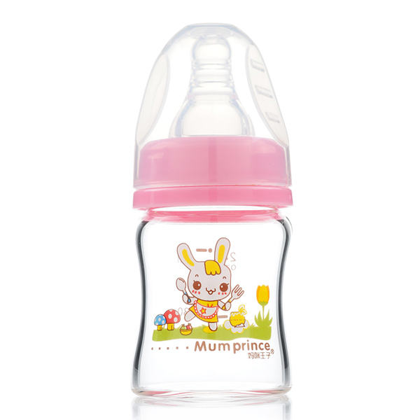 媽咪王子晶鉆玻璃寬口奶瓶150ML 粉色