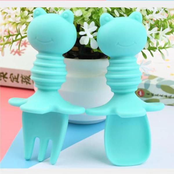 盟寶新款硅膠叉勺組合 藍(lán)色