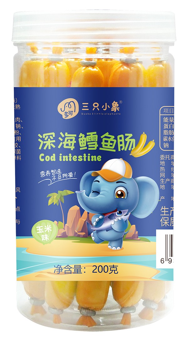 多可三只小象16支裝魚腸 玉米味