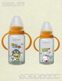 松道玻璃奶瓶橘色