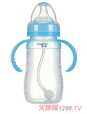 皇嬰寬口硅膠自動奶瓶240ml藍(lán)色
