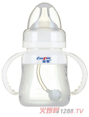皇嬰寬口硅膠自動奶瓶150ml白色