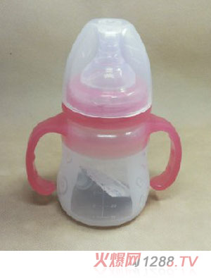 yinge弧形硅膠奶瓶150ML粉色