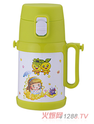 天使貝貝兒童水杯帶手柄白色