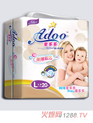 愛(ài)多多柔薄雙芯嬰兒紙尿褲L碼20片