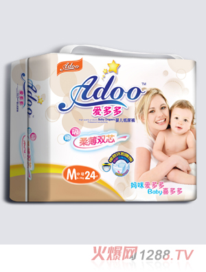 愛(ài)多多柔薄雙芯嬰兒紙尿褲M碼24片