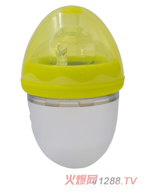 喂嗨皮120ml超寬口徑安撫型硅膠奶瓶綠色