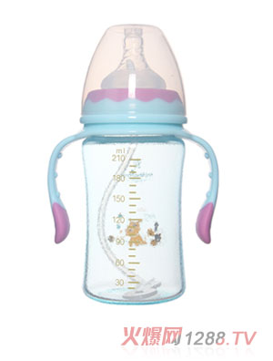 媽咪樹(shù)噴硅膠寬口高硼硅玻璃奶瓶210ml (2)