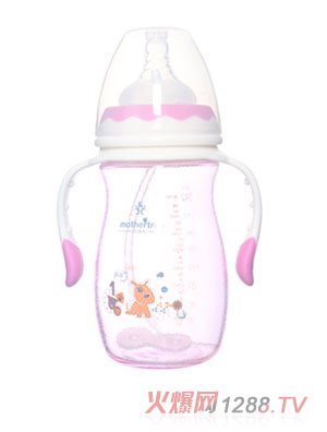 媽咪樹噴硅膠寬口高硼硅玻璃奶瓶240ml