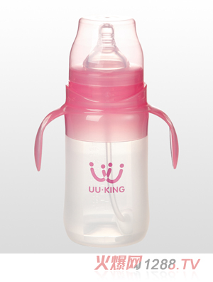 UU·KING全硅膠寬口徑奶瓶220ml粉色
