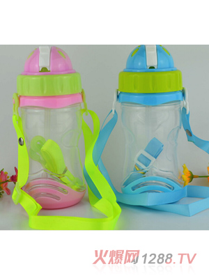 聰貝吸管式帶底座帶背帶寶寶水杯260ml