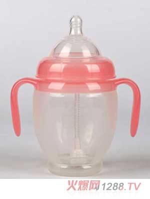 亨特貝貝廣口硅膠奶瓶300ml帶手把