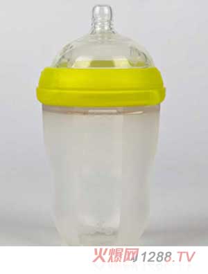 亨特貝貝超寬口硅膠奶瓶250ml黃色