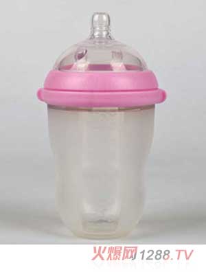 亨特貝貝超寬口硅膠奶瓶250ml紅色